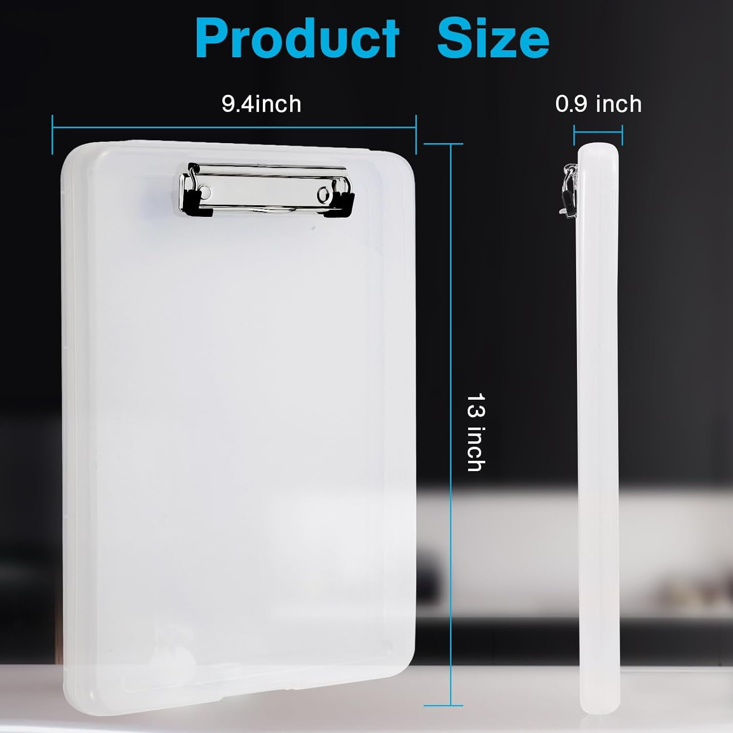 6Pcs High Capacity Nursing Clipboard with Storage, Heavy Duty Plastic, Low Profile Clip for Office School Nurse, 9.4 x 13.4 x 0.9 in (Clear, A4)