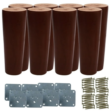 6 Wood Furniture Leg Chair Table Sofa Feet Round Replacement Set Of 8