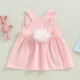 thumbnail image 4 of Bambin Bébé Fille Pâques Ensemble Robe Lapin Sans Manches Cou Carré Lapin Casual Partie Bretelles Robe 2-3 Ans, 4 of 7