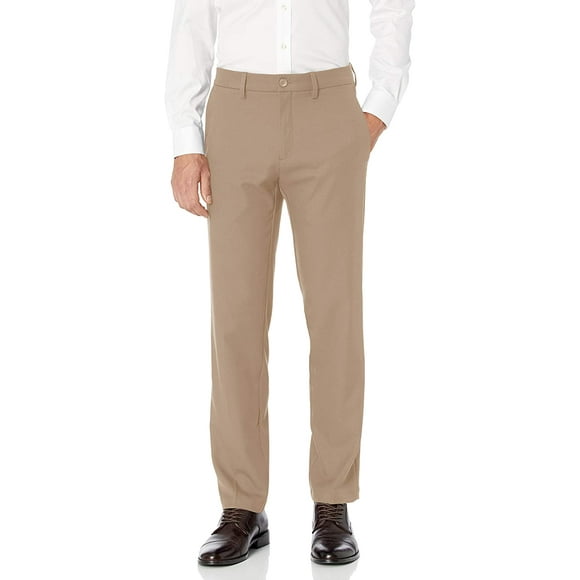Haggar Pantalon Homme Cool 18 Pro Coupe Droite devant Plat Ceinture Superflex, Kaki, 38Wx30L