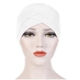 thumbnail image 3 of beishanbush Clothing 2025 Baseball Caps Women Stretch Cloth Forehead Cross Hat Linen Turban Hat Bottoming Hat White, 3 of 5