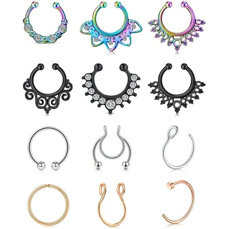 Onhandig Feat plaag Fake Septum Ring Faux Septum Piercing Stainless Steel Clip On Non Piercing  Horseshoe Septum Jewelry Septum Nose Ring for Women Men Silver Rose Gold  Black Rainbow | Walmart Canada