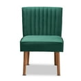 thumbnail image 3 of Baxton Studio Alvis Mid-Century Modern Emerald Green Velvet Upholstered and Walnut Brown Finished Wood Dining Chair, 3 of 10