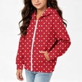 thumbnail image 7 of Maqroz Girls Polka Dots Jackets Cute Print Hoodie Jacket Long Sleeve Zip Up Casual Fall Winter Trendy Outerwear with Pockets Red,5-6 Years, 7 of 7