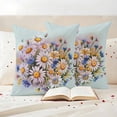 thumbnail image 3 of Blue White Daisy Flowers Pillow Covers 2 Pack Spring Plants Watercolor Green Pillowcase Waterproof Outdoor Throw Pillow Cover for Patio Garden Square Cushion 16”x16”, 3 of 9