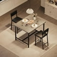 thumbnail image 5 of Dining Table Set for 2 W/Footrest & Backrest, Counter Height Table with 2 Upholstered Bar Chairs, Kitchen Table Set with Corner Protector, for Kitchen Room, Apartment, Pub, Gray, 5 of 8