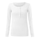 thumbnail image 3 of Túnica de manga larga con cuello en V y botones para mujer: top liso acanalado, estilo informal, poliéster, fácil de combinar con vaqueros/abrigos, para todas las estaciones., 3 of 4