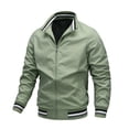 thumbnail image 7 of GrmtClth Men Casual Stand Collar Solid Color Sports Jacket Lightweight All Match Windproof Overcoat for Spring Autumn Daily Wear Green S, 7 of 7
