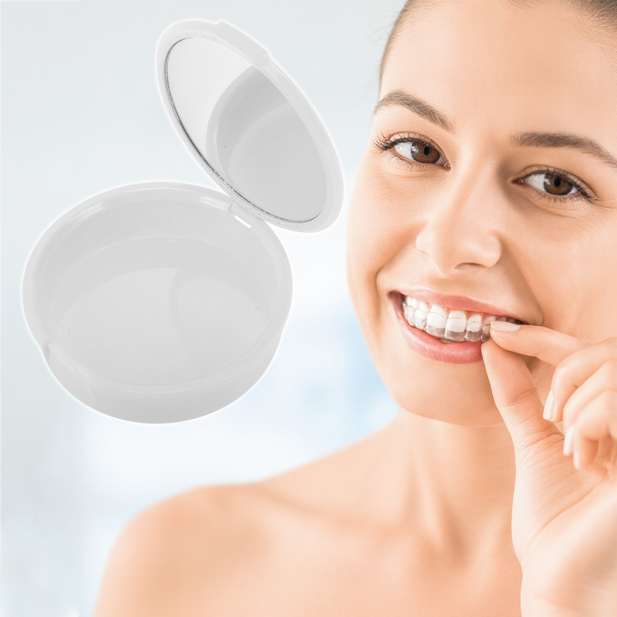 Unique Bargains Round Braces Box with Mirror 1 Pc White