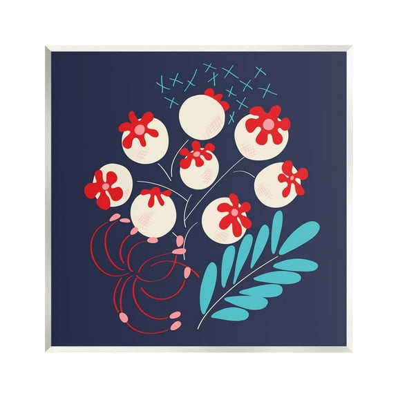 Stupell Industries Modern Botanicals on Blue Botanical & Floral Painting Unframed Art Print Wall Art, 12 x 12