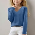 thumbnail image 2 of QHFBli Lightweight Sweaters for Girls Cute V Neck Soft Knit Pullovers Teens Casual Loose Spring Long Sleeve Tops, 2 of 6