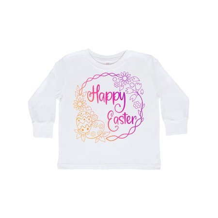 

Inktastic Happy Easter Spring Wreath with Eggs and Flowers Gift Toddler Boy or Toddler Girl Long Sleeve T-Shirt