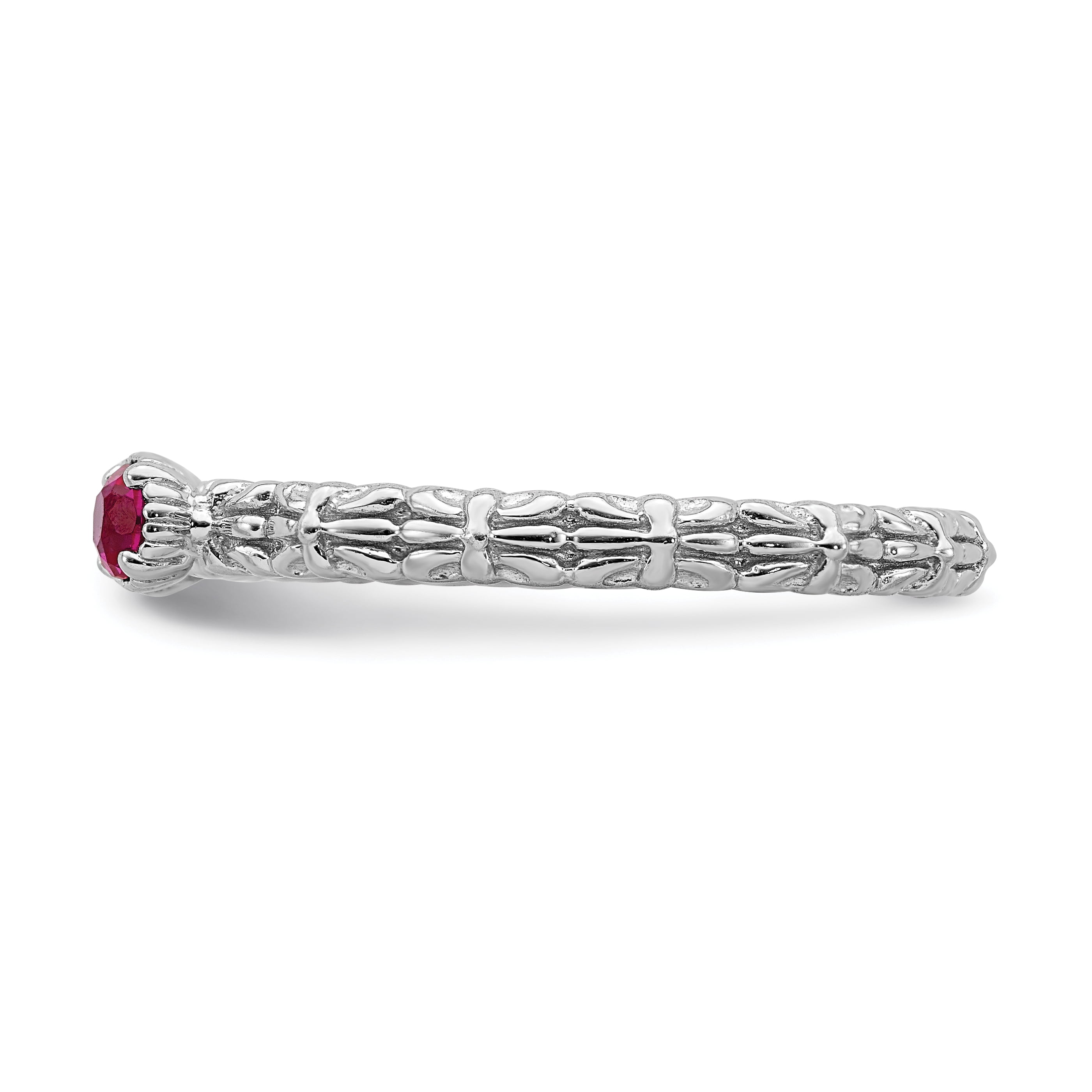 Created Ruby Sterling Silver Two-Stone Ring
