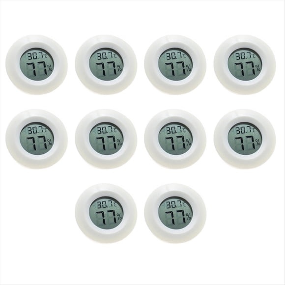 Mini Termómetro Digital LCD Higrómetro Redondo Sensor de Prueba de Temperatura y Humedad Sonda para Congelador 10 Piezas