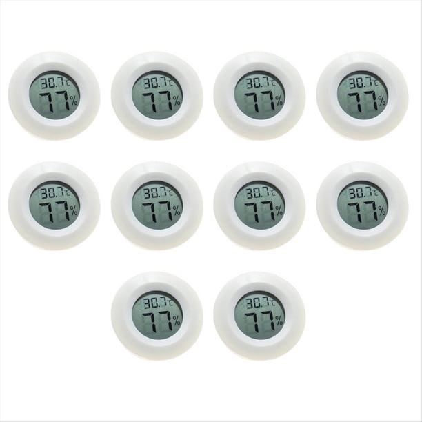 Mini Termómetro Digital LCD Higrómetro Redondo Sensor de Prueba de Temperatura y Humedad Sonda para Congelador 10 Piezas