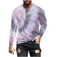 thumbnail image 2 of Zylanna Men's Long Sleeve T-Shirts, Homewear Crew Neck Tie Dye Loose Casual Tops for Men Gray, 2 of 5