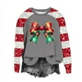 thumbnail image 2 of ZRGHAOYLQ Women's Christmas Patchwork Sweatshirts Sequin Sparkly Long Sleeve Pullover Tops for Christmas Gifts Trendy Christmas Bow Pattern Shirts Casual Crewneck Pullovers, 2 of 5