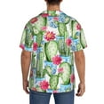 thumbnail image 3 of Rateoe Flowers and Cactus Pattern Men's Short Sleeve Classic Shirt, Casual Short-Sleeved Shirt, Lightweight Summer Shirt, Cuban Collar Shirt,Button-Front Shirt-Large, 3 of 5