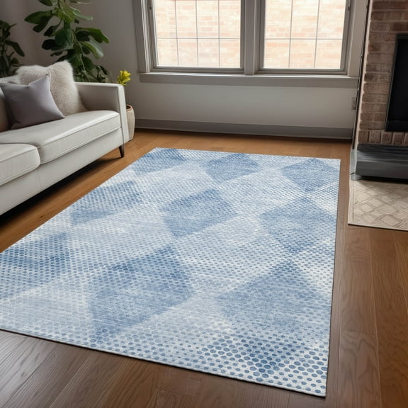 Addison Rugs Chantille Indoor/Outdoor Transitional Geometric Blue Washable Rectangle Rug, 10' x 14'
