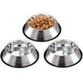 thumbnail image 1 of Juego de 3 comederos para perros, comederos grandes de acero inoxidable para mascotas, comederos para gatos, comederos antideslizantes, 15 cm, 1 of 5