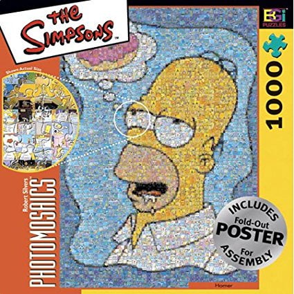 Disney Photomosaic 1000pc Puzzle Simpsons Photomosaic Homer with Donut Jigsaw Puzzle 1000pc, By Robert Silvers Photomosaics ()