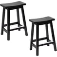 thumbnail image 1 of FDW Kitchen Counter Stools Set of 2, Solid Wooden Saddle Stool, Barstools for Patio, Balcony and Kitchen Counter, Black, 1 of 7