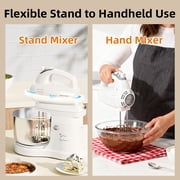 Stand Mixer Automatic Electric Kitchen Mixer - 4.8 QT Smart Standing & Hand Mixer with Auto-Rotating Bowl & Beater, 5-Speed Tilt-Head Household Mixer with Beaters& Dough Hooks for Baking,Black/White