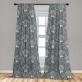 thumbnail image 5 of Botanical Curtains 2 Panels Set, Vintage Inspired Pattern of Lily Bouquet with Ribbon and Polka Dots, Window Drapes for Living Room Bedroom, 56"W X 84"L, Dark Purpleblue White, by Ambesonne, 5 of 5