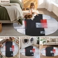 thumbnail image 5 of Round Rug 5Ft Washable Non-Slip, Red Black Modern Circle Area Rugs for Living Room Bedroom, Abstract Oil Painting Geometric Artwork Indoor Floor Mats Carpet Runner for Home Decor Aesthetic, 5 of 8