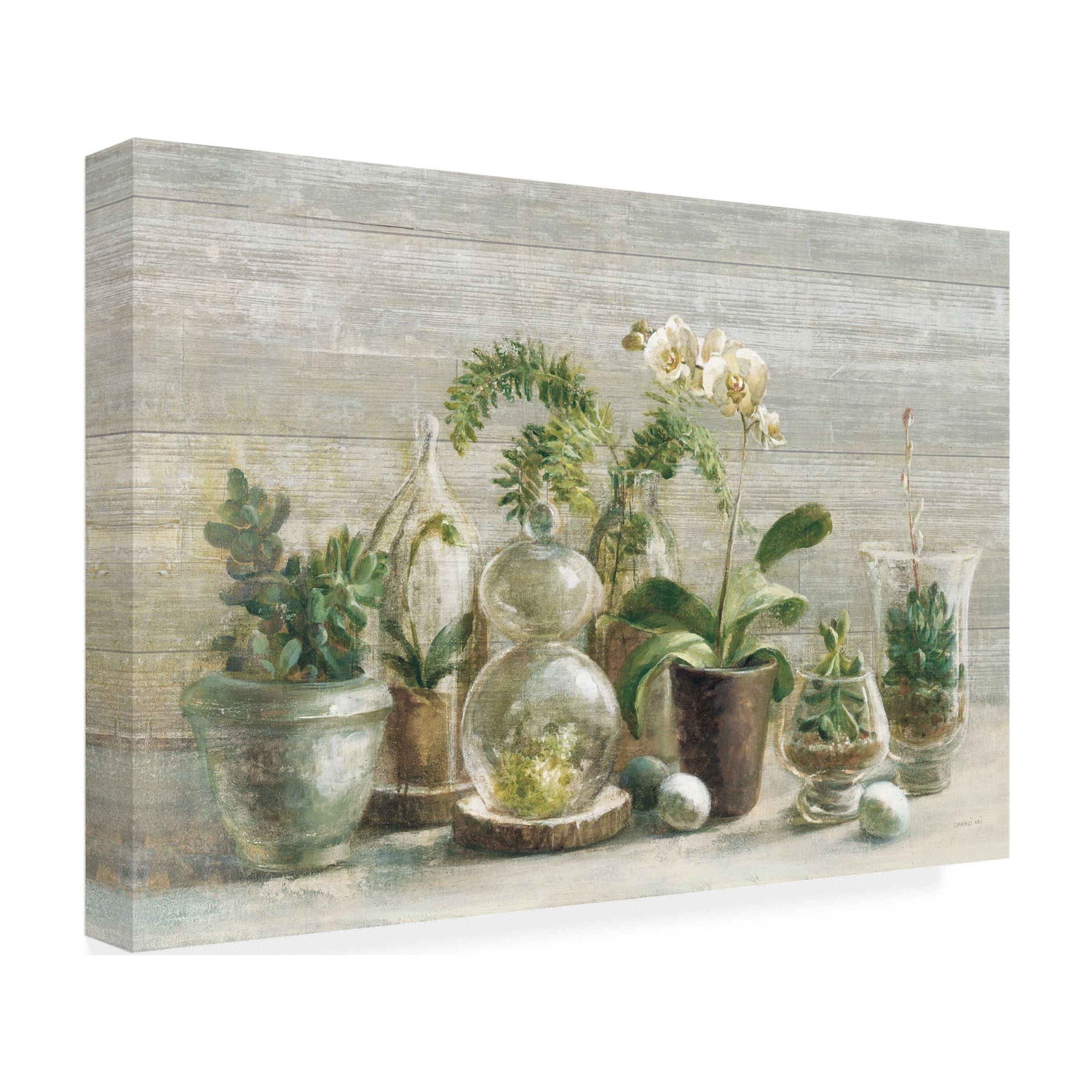 Trademark Fine Art 'Greenhouse Orchids on Wood v2' Canvas Art by Danhui Nai