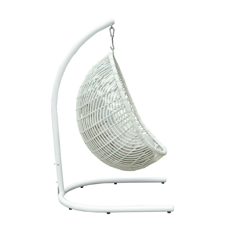 Rio indoor Outdoor Hanging Egg Chair in White Wicker