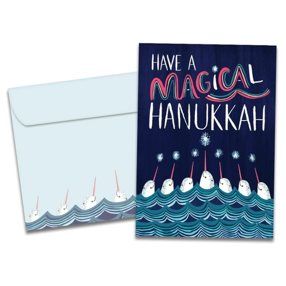 Tree-Free Greetings Hanukkah Greeting Card 12 Pack, 5x7, Magical Hanukkah (HP25190)