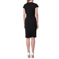 thumbnail image 3 of INSPIRAR CHIC Vestido Lápiz de Longitud a la Rodilla para Mujeres con Mangas Cortas y Cinturón para Usar en el Trabajo Vestidos Sheath L Negro, 3 of 5