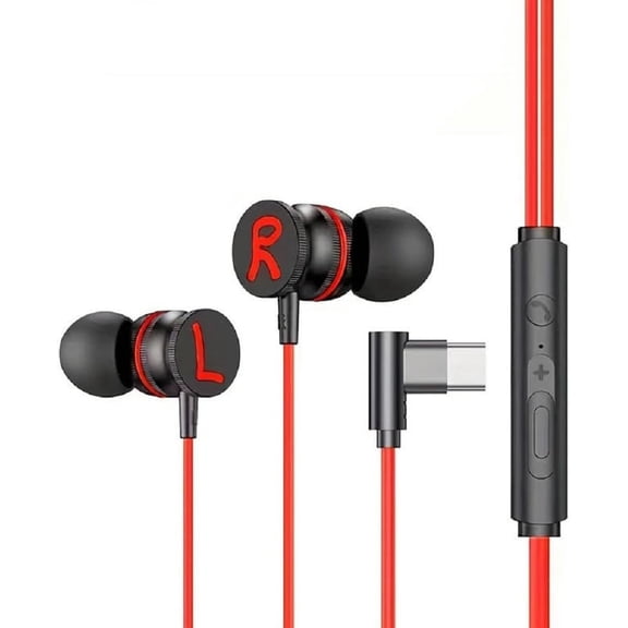 USB-C Headphones with Microphone, Wired Earbuds Magnetic in-Ear Type C Earphone,Volume Control, Noise Canceling, Compatible with Samsung Galaxy S24 S23 S22, for iPhone 16/15 (Red)