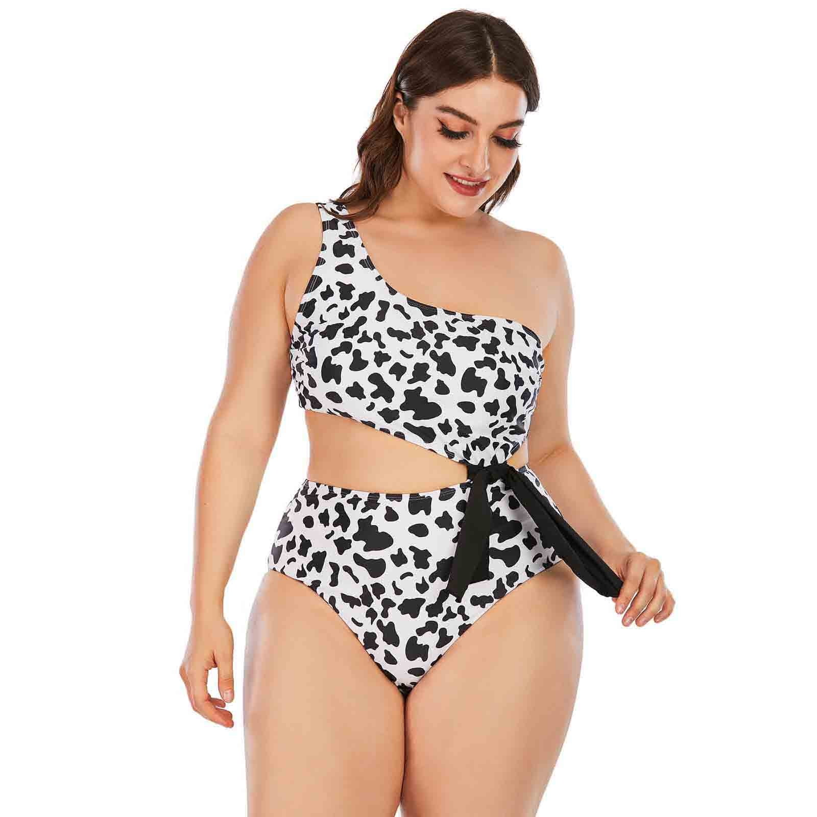 Pisexur Womens Plus Size Swimsuit 2024 Fashion High Waist Tummy Control Beachwear Bikini Set Two Piece Bathing Suit V Neck High Waisted Flowy Ruffle
