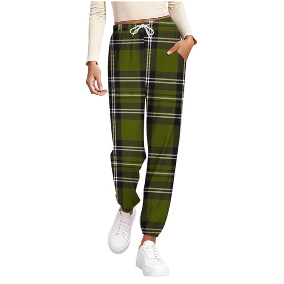 QNANSPI Women's Pajama Pants, Summer Sleep Pants for Women, Women Print Detail Tapered Leg Pocket Pants Elastic Waist Soft Breathable Sleep Bottoms