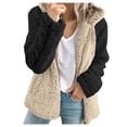thumbnail image 2 of Gibobby Abrigo de peluche para mujer, Abrigo de Lana de Peluche para Mujer, Chaqueta con Capucha para otoño e Invierno, Sudaderas de Felpa cálidas Sueltas(Caqui,XG), 2 of 5