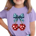 thumbnail image 2 of BRGZLK Girl's Independence Day T-Shirt Summer USA 250 Years Casual Round Neck Tops Cute Cherry Print 4th of July Short Sleeve Trendy T-Shirt Holiday Tee Purple 12-13 Years, 2 of 6