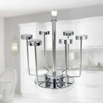 WHAMVOX Stainless Steel Wine Glass Holder Drain Rack for Hanging Cups Silver Tidy Storage for Kitchen Counter 6 Slots