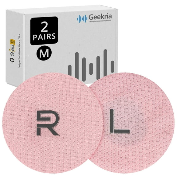 Geekria 2 Pairs Flex Fabric Headphones Ear Covers, Washable & Stretchable Sanitary Protectors for Over-Ear Headset, Sweat Cover for Warm & Comfort (M / Pink)