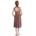 thumbnail image 2 of Yartina Kids Girls Shiny Sequin Lyrical Ballet Dance Dress Sleeveless High-Low Leotard Dress Modern Brown 14, 2 of 7