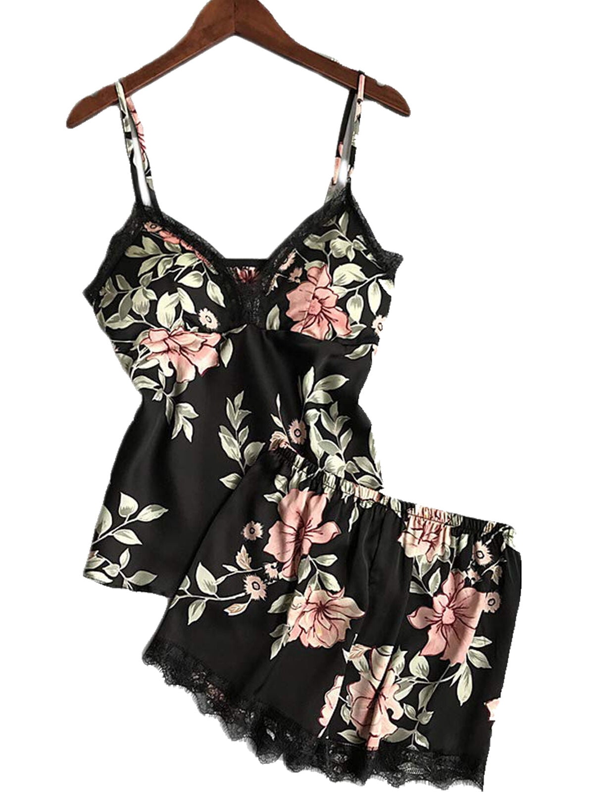 Tetyseysh tetyseysh US Women Lingerie Satin Silk Babydoll Lace