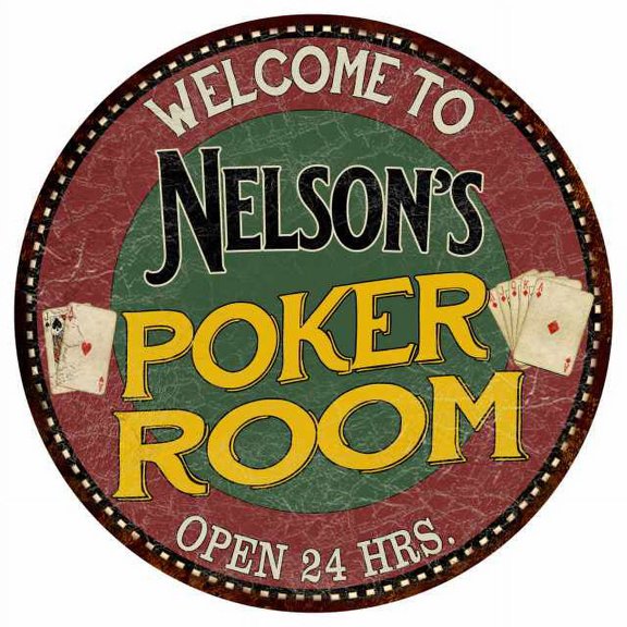 Nelson's Poker Room 14" Round Metal Sign Kitchen Bar Wall Decor 100140034333