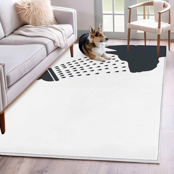 Dogs Showering Area Rugs 4'x6', Washable Small Throw Rugs for Office Bathroom, Modern Abstract Art Funny Animals Indoor Outdoor Rug Non-Slip Low Pile Carpet Runner Reversible Floor Mats