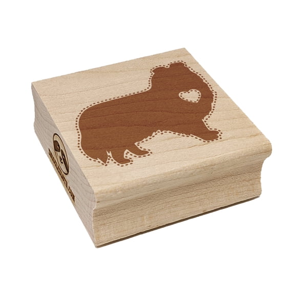 Shetland Sheepdog Sheltie Dog with Heart Square Rubber Stamp Stamping Scrapbooking Crafting - Small 1.25in