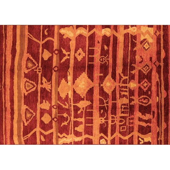 Ahgly Company Indoor Rectangle Oriental Orange Industrial Area Rugs, 5' x 8'