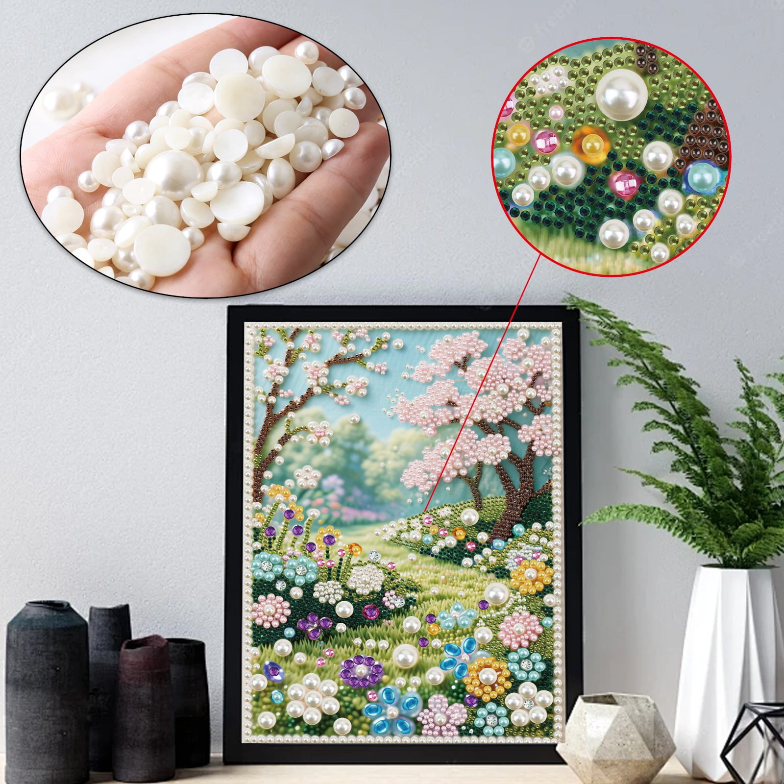 FLOPESN DIY Gemstone Pearl Diamond Art Painting Kit Unframed, 9.84X13.78in, Colourful Canvas Holiday Present Home Wall Decor Unframed-Scenery-1