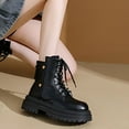 thumbnail image 6 of Bnwani Women Boots Ankle Winter Fashion Toe Zipper Mid-Heel Chunky Fleece Casual Solid Boot Black Size 5.5, 6 of 9