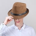 thumbnail image 5 of 56-58 cm circunferencia del sombrero hombres y mujeres sombrero de paja transpirable sombrero de verano protector solar retro sombrero de jazz sombrilla sombrero de ala corta, 5 of 5