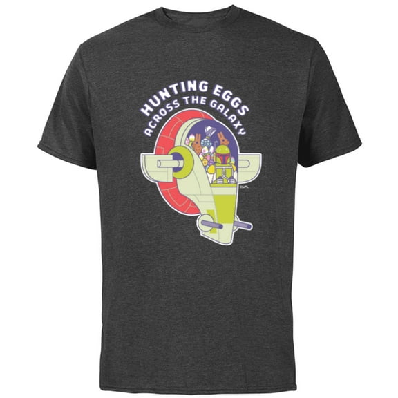 Star Wars Boba Fett Hunting Eggs Across the Galaxy - Short Sleeve Cotton T-Shirt for Adults - Customized-Charcoal